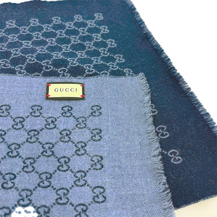 中古】GUCCI グッチ マフラー ストール GG柄 リバーシブル ウール