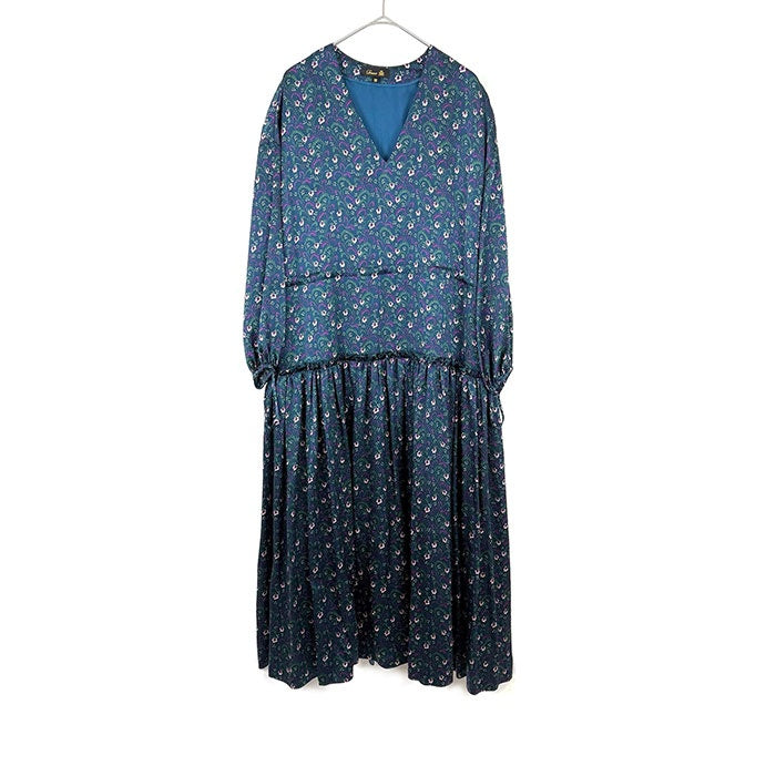 中古】ドゥロワー Drawer 小花柄シルクワンピース ロングドレス