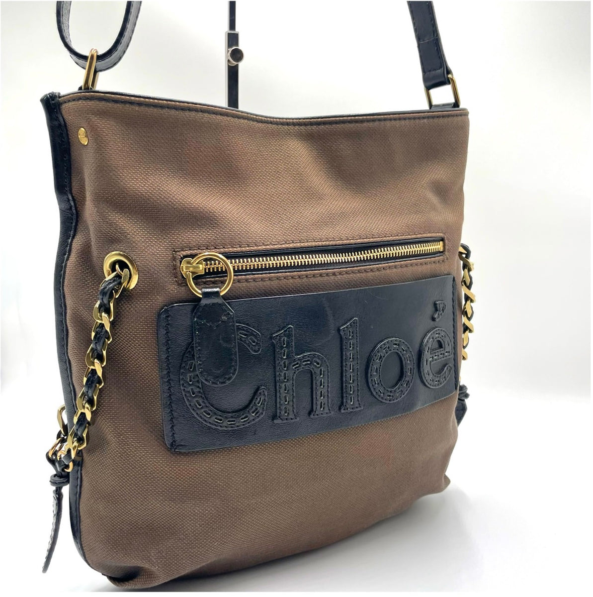 【中古】クロエ Chloe ショルダーバッグ ロゴ ハーレー カジュアル ダークブラウン g0607zq003-63m