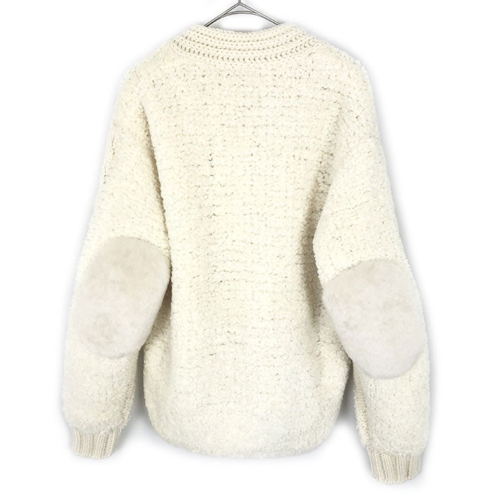 Drawer ドゥロワー ムートンエルボーパッチロングカーディガン 中古】ドゥロワー Drawer エルボーパッチ ムートン ニット