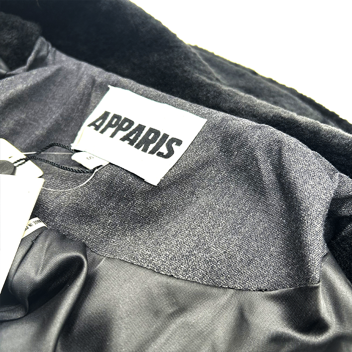 【中古】アパリス APPARIS ボアライダースジャケット ジップアップ ふわふわ ボリューム ブラック 黒 h0305m00815