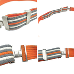 将图片加载到图库查看器，【中古】エルメス HERMES ベルト Hバックル ゴムベルト ボーダー カジュアル オレンジ グレー ホワイト i0627aq01987

