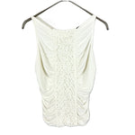 将图片加载到图库查看器，【中古】エポカ EPOCA ノースリーブカットソー シャーリング ドレープ 透け感 オフホワイト 白 i0807n0111
