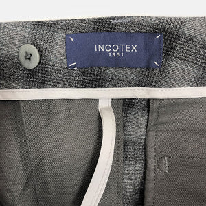 【中古】インコテックス INCOTEX テーパードパンツ グレーチェック クロップド丈 きれいめ カジュアル ウール J1115 G0125N027-G0614
