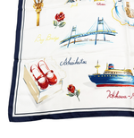 画像をギャラリービューアに読み込む, 【中古】Marca Yokohama マルカヨコハマ スカーフ 横浜モチーフ シルク 絹 正方形 i1013tq00410
