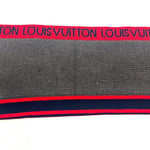 画像をギャラリービューアに読み込む, 【中古】ルイヴィトン LOUIS VUITTON マフラー エシャルプ LVジェネレーション グレー ネイビー レッド h0425lq025187s
