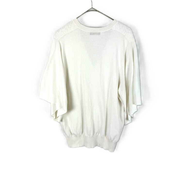 【中古】ドゥロワー Drawer 花柄 レース編み カーディガン 七分袖 レディース ホワイト系 Vネック 羽織り ニットカーデ 上品 大人カジュアル i0815u00318