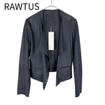 画像をギャラリービューアに読み込む, 【中古】ロータス RAW TUS レザージャケット 38 ネイビー ゴートレザー ノーカラー フロントポケット 未使用 j0817t00910
