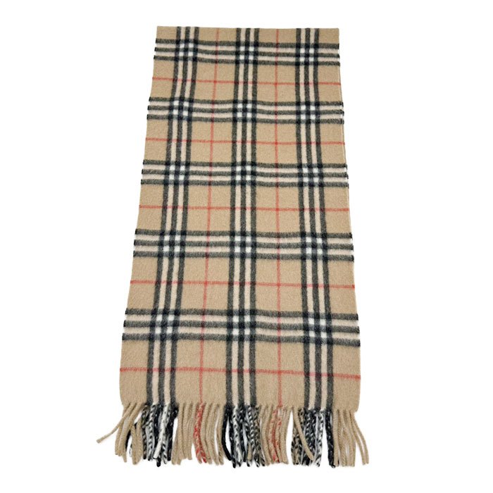 【中古】バーバリー BURBERRY ストール マフラー カシミア チェック ベージュ i1012oq00446