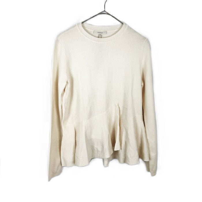 【中古】エポカ EPOCA ニット クルーネック 長袖 ペプラム 可愛い アイボリー 白系 i0807n0236