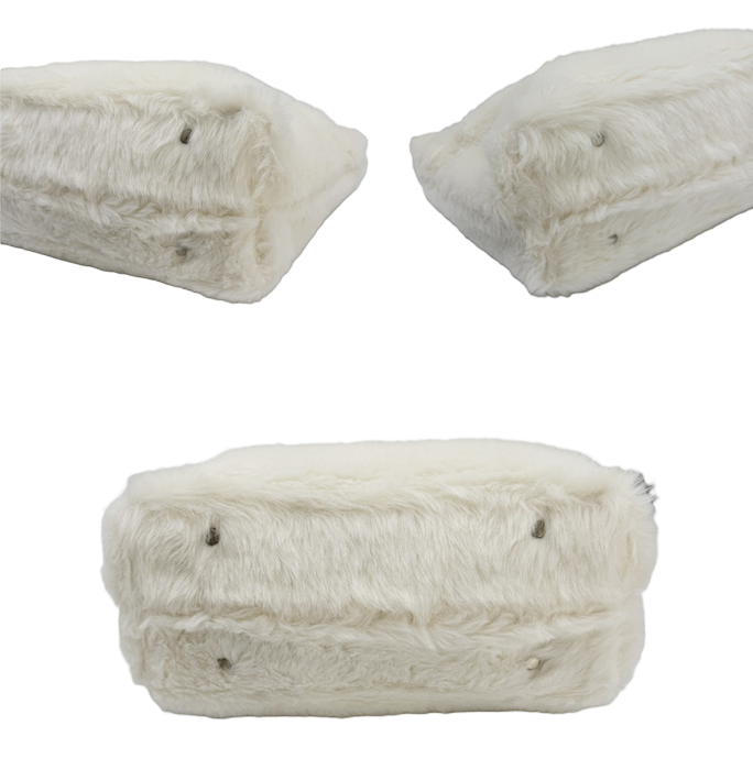 【中古】BARNEYS NEW YORK バーニーズニューヨーク トートバッグ ファー ホワイト 大容量 ファートート クロコ調 i0718aq00629