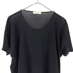 将图片加载到图库查看器，【中古】デプレ DES PRES 半袖ニット ラウンドネック 透け感 コットン シンプル ブラック 黒 i0818n0204
