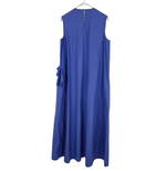 将图片加载到图库查看器，【中古】ドゥロワー Drawer ワンピース ブルー アシンメトリー フリル ノースリーブ ロング コットン100%
