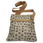 将图片加载到图库查看器，【中古】Salvatore Ferragamo フェラガモ ショルダーバッグ キャンバス ベージュ 斜めがけ ロゴ i0907oq02857
