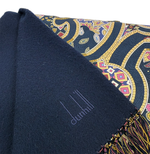 画像をギャラリービューアに読み込む, 【中古】ダンヒル Dunhill リバーシブルマフラー ペイズリー柄 ネイビー フリンジ付き j0312wq03815

