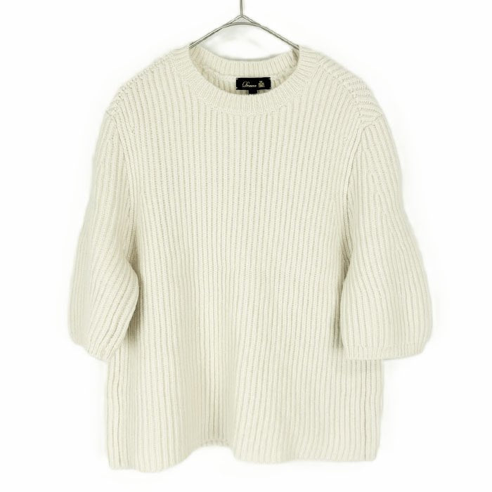 【中古】ドゥロワー Drawer ニット セーター リブ編み 五分袖 クルーネック カシミヤ混 i0421h00315