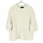 将图片加载到图库查看器，【中古】ドゥロワー Drawer ニット セーター リブ編み 五分袖 クルーネック カシミヤ混 i0421h00315
