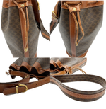 将图片加载到图库查看器，【中古】CELINE セリーヌ ショルダーバッグ 巾着バッグ マカダム柄 ブラウン系 レザー×PVC i0922lq01260
