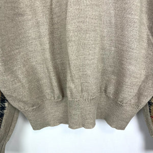 【中古】バーバリー BURBERRY エルボーパッチニット 定番チェック柄 Vネックニット ベージュ系 h0502wq029