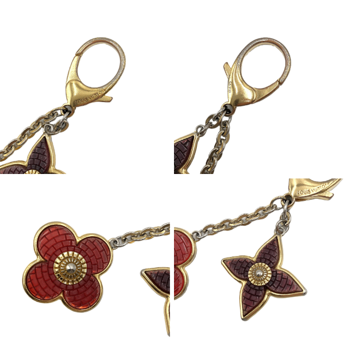 【中古】ルイヴィトン LOUIS VUITTON キーリング チャーム キーホルダー 半透明 可愛い レッド パープル ゴールド i0522lq03671