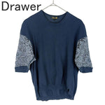 画像をギャラリービューアに読み込む, 【中古】ドゥロワー Drawer 半袖 レースニット ネイビー サイズ2 j0721s00212

