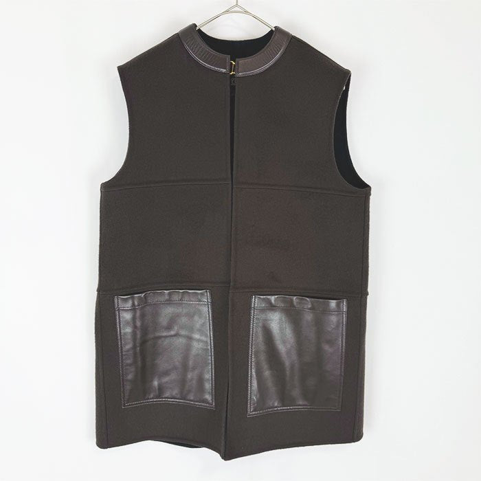【中古】Drawer ドゥロワー ウール レザーコンビ ベスト ジレ i1031h009144
