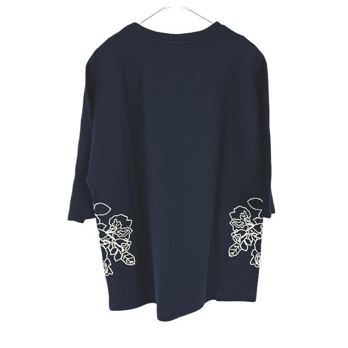 【中古】カルヴェン CARVEN カットソー 5分袖 レース くり抜き コットン チュニック ネイビー 紺 i0818n0034