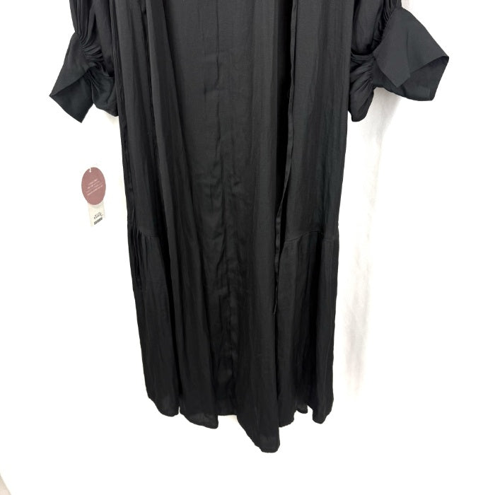 【中古】エミ emmi スタンドカラー バックリボンワンピース とろみ素材 落ち感 ブラック 黒 i0417m0165