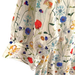 Load image into Gallery viewer, 【中古】クーポール coupole 花柄ブラウス スタンドカラー 薄手 透け感 クリーム色 レッド ブルー イエロー i0807n0034
