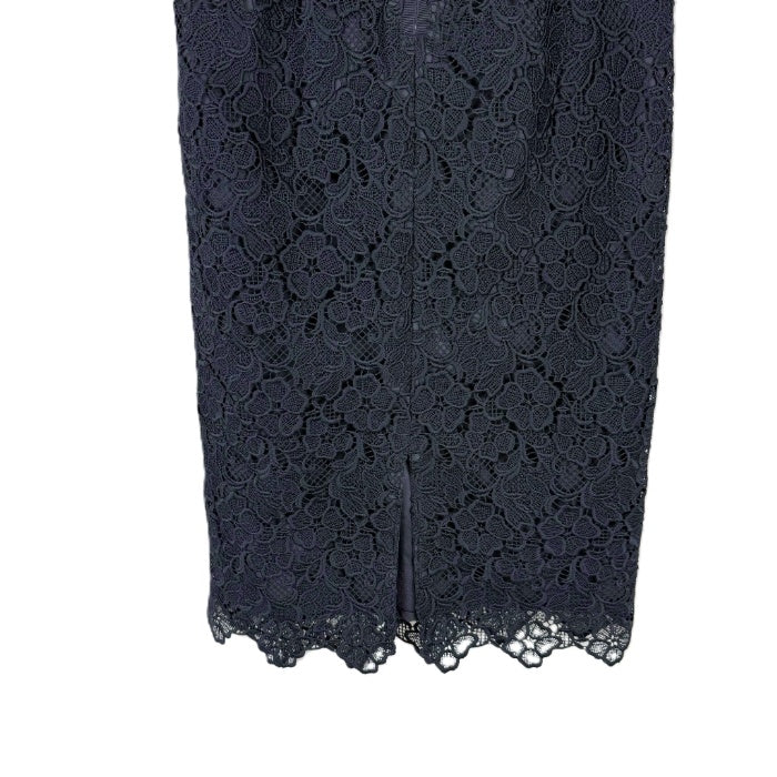 【中古】アナイ ANAYI 総レースタイトスカート カットワークレース 上品 ネイビー 紺 i0811y0056