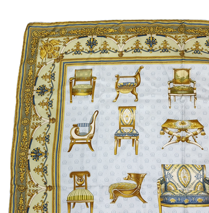 【中古】GUCCI グッチ スカーフ シルク100％ チェア柄 イス ヴィンテージ i0907oq01750