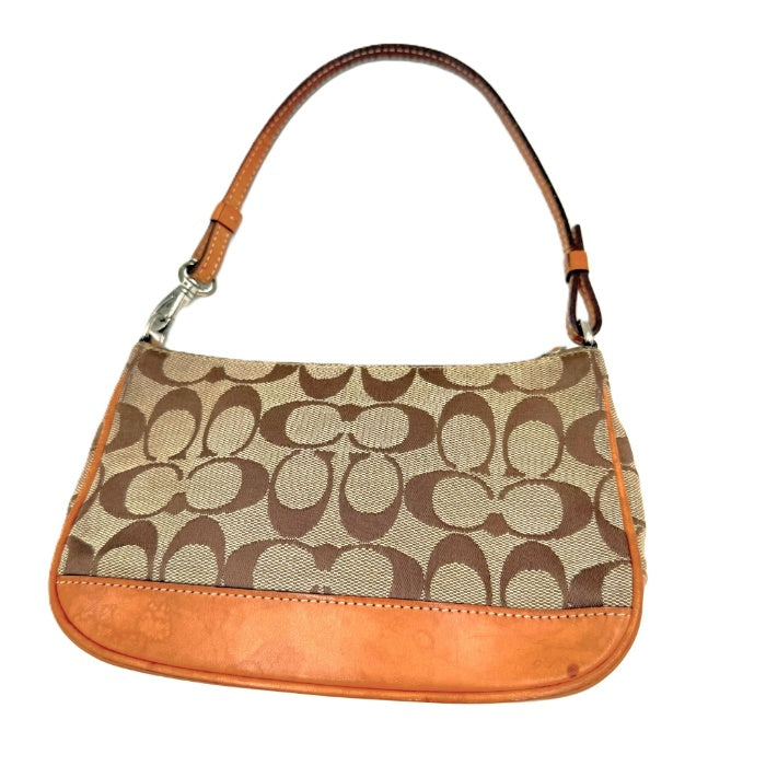 【中古】コーチ COACH ミニバッグ アクセサリーポーチ シグネチャー ベージュ ライトブラウン i0731wq02410