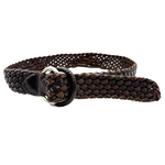 画像をギャラリービューアに読み込む, 【中古】ANGLO レザーベルト 編込み メッシュベルト ダークブラウン i0731wq0021
