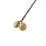 Load image into Gallery viewer, 【中古】フェンディ FENDI ネックレス コイン 2枚 FFロゴ ラインストーン ゴールド クリスタル i0724lq00544
