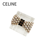 将图片加载到图库查看器，【中古】セリーヌ CELINE リボンブローチ ラインストーン ビジュー j0618lq00338
