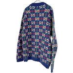 画像をギャラリービューアに読み込む, 【中古】GUCCI グッチ GG柄 ニットカーディガン ウール ブルー スタッズ i1024oq006550
