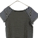 将图片加载到图库查看器，【中古】アオイ aoi 半袖チュニック ワンピース チェック ボーダー マルチ柄 タグ付き ブラック ホワイト i0515n0133
