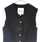 画像をギャラリービューアに読み込む, 【中古】COS コス ウール ダブルフェイス ベスト ブラック ノースリーブ サイズ32 i1120h0048
