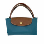 画像をギャラリービューアに読み込む, 【中古】Longchamp ロンシャン トートバッグ 小 青 ブルー ナイロン×レザー 折りたたみ可能 i1029pq03410
