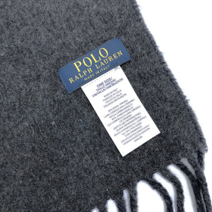 【中古】ラルフローレン Ralph Lauren マフラー ウール シンプル ダブルフェイス ネイビー グレー h1216aq02312