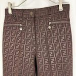 Load image into Gallery viewer, 【中古】フェンディ FENDI テーパードパンツ ズッカ柄 ストレッチ 光沢 ダークブラウン系 i0717lq007121
