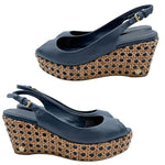 将图片加载到图库查看器，【中古】TORY BURCH トリーバーチ ウェッジソール サンダル ネイビー i1012oq00123
