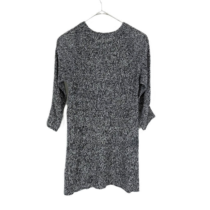 【中古】セオリーリュクス Theory luxe 七分袖ニット ミックスニット 透け感 丈長め ブラック ホワイト i0818n0144