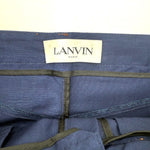 Load image into Gallery viewer, 【中古】ランバン LANVIN デニム風パンツ オレンジステッチ ゆったり 薄手 ウール モヘヤ ネイビー系 紺 h1216y0076
