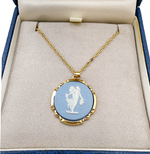 Load image into Gallery viewer, 【中古】WEDGWOOD ウェッジウッド ジャスパー ネックレス ブルー ゴールド 箱付き j0405oq0307
