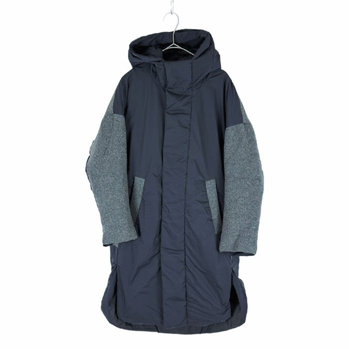 中古】ENFOLD エンフォルド 中綿ダウンコート ネイビー×グレー 36 異 