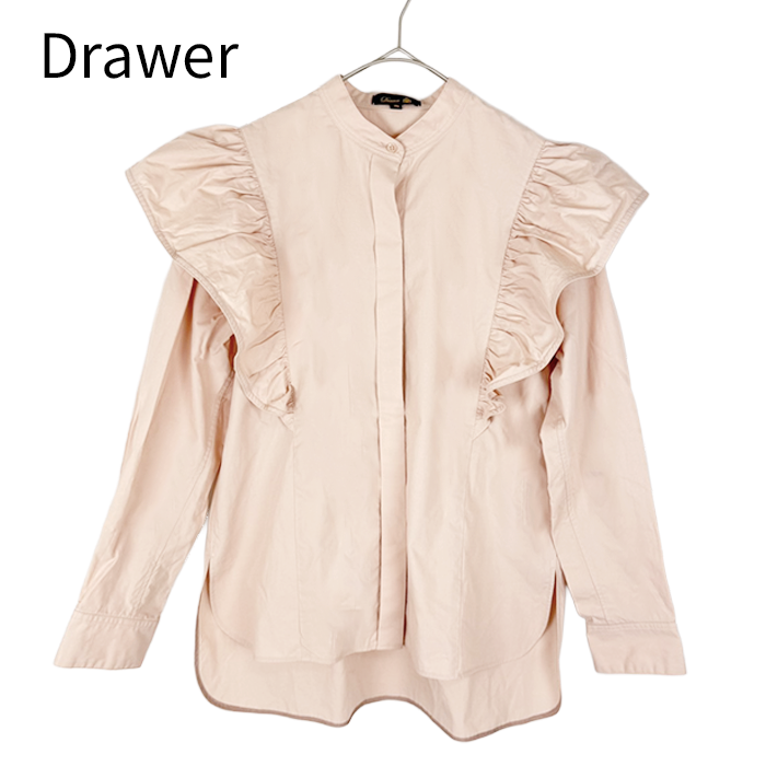 中古】ドゥロワー Drawer コットンギャザーフリルブラウス ピンク