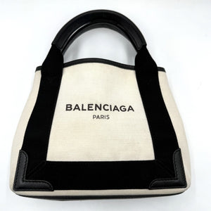 【中古】バレンシアガ BALENCIAGA トートバッグ カバスXS ミニサイズ ミニポーチ付き キャンバス アイボリー ブラック h0708lq009275