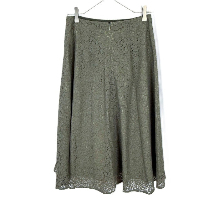 【中古】ノーリーズ NOLLEY'S 総レースフレアスカート 上品 カーキ系 くすみカラー i0807n0243