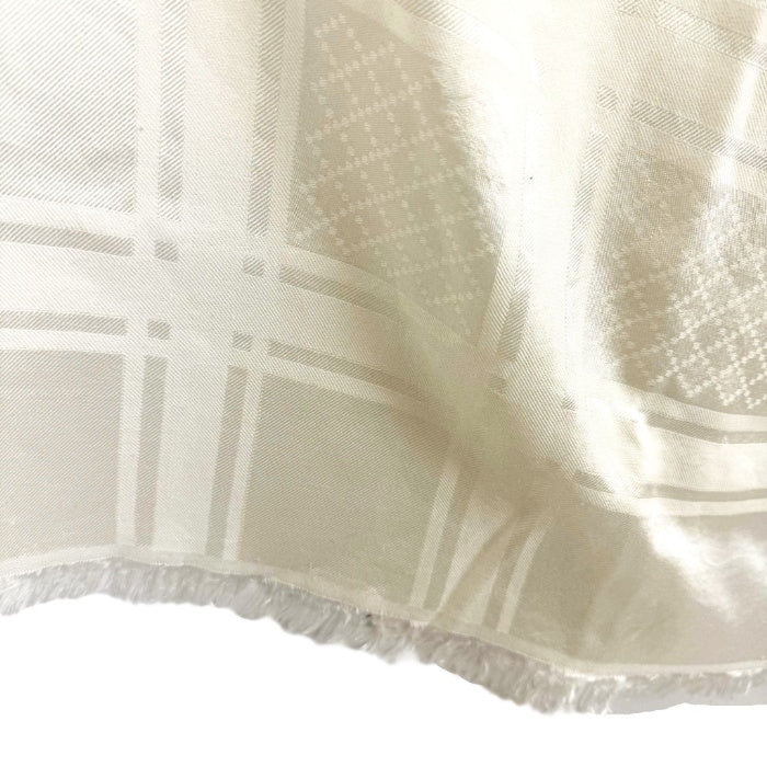 【中古】グッチ GUCCI ストール GGロゴ チェック フリンジ シンプル オフホワイト 白系 i0601oq00569